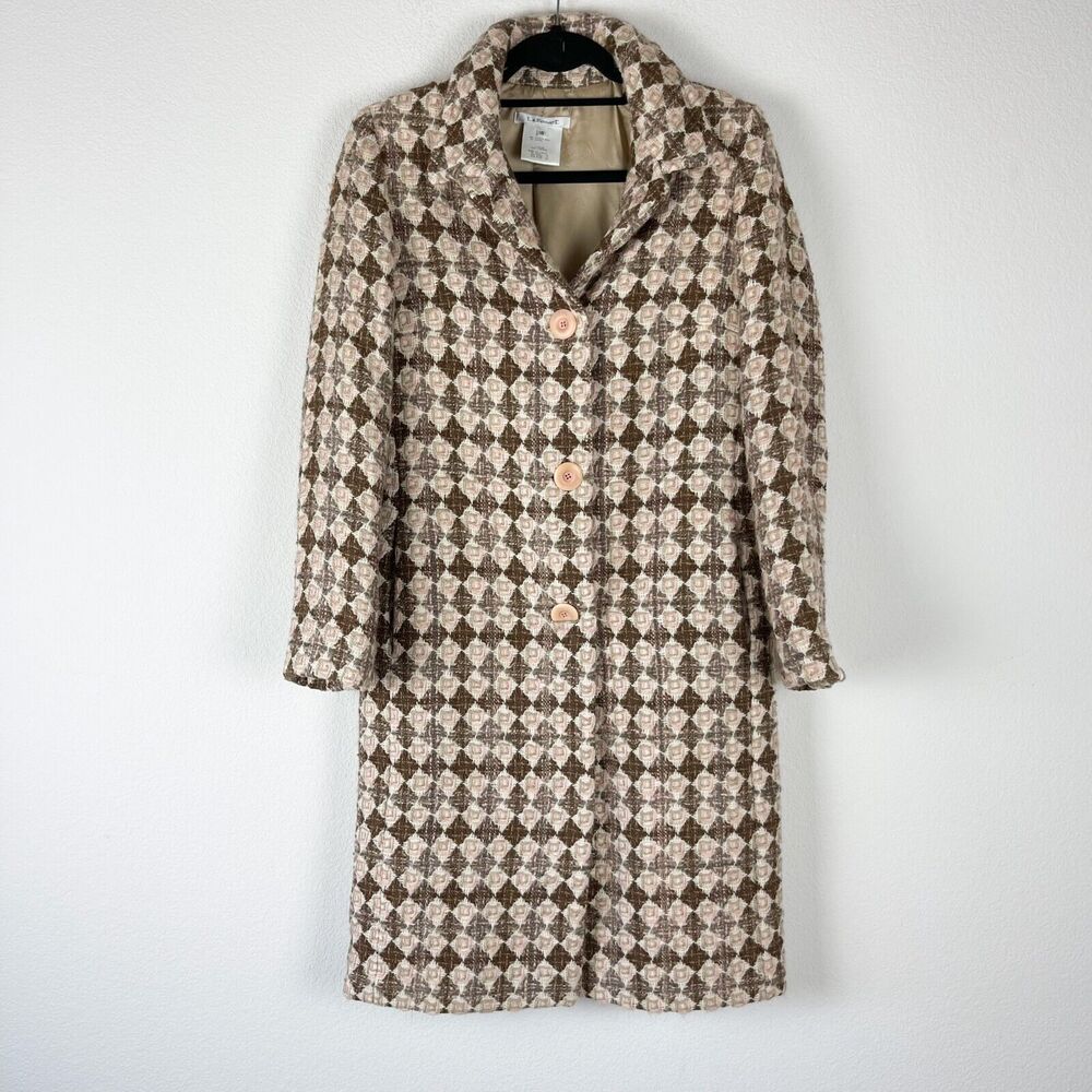 LK Bennett Wool Tweed Pea Coat Womens 6 Light Academia Structured Classic‎ Italy